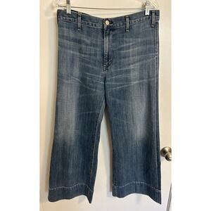 Citizens of Humanity Abigail Wide Leg High Rise Cropped Faded Blue Jeans Sz 31